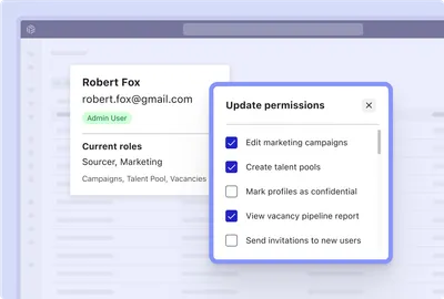 Product image of Beamery customizable user permissions for enterprise compliance and security